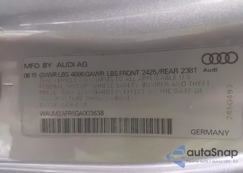 2016 Audi A5 2.0T Premium z USA, uszkodzony, nr VIN WAUM2AFR6GA003638